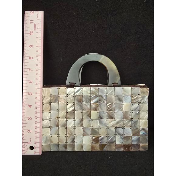 Craft Link Mother Of Pearl Tortoise Shell Handles Evening Bag 5.5" X 8.5" - Picture 7 of 8